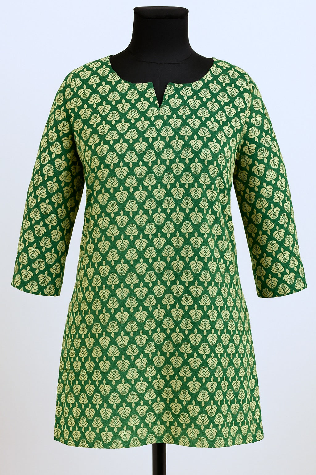 Green Paisley Printed Cotton Short Kurti