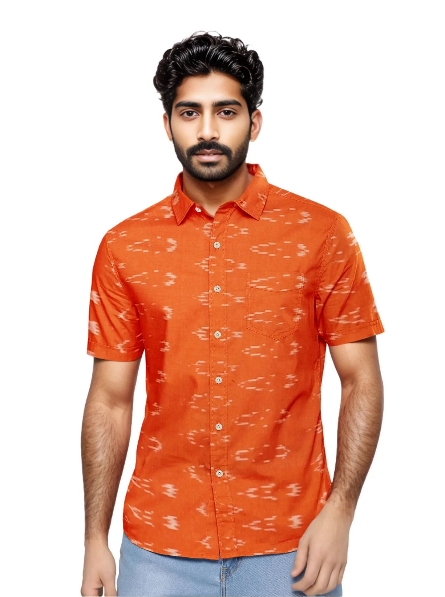MyMahak Ikat Fresh Orange Shirt