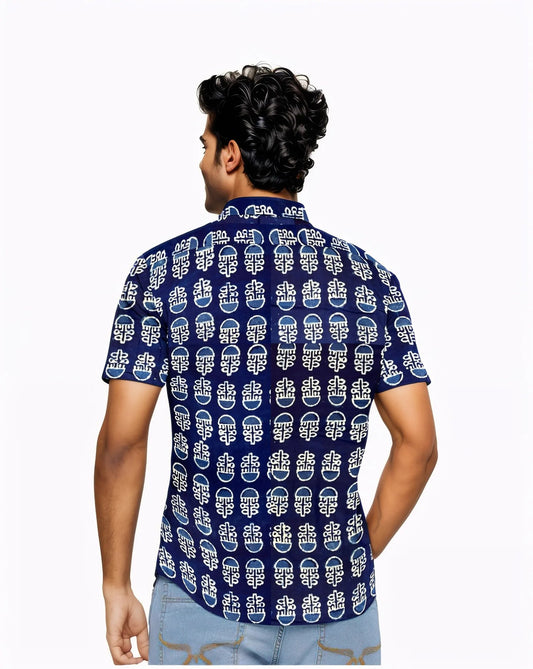 My Mahak Indigo Printed Shirt