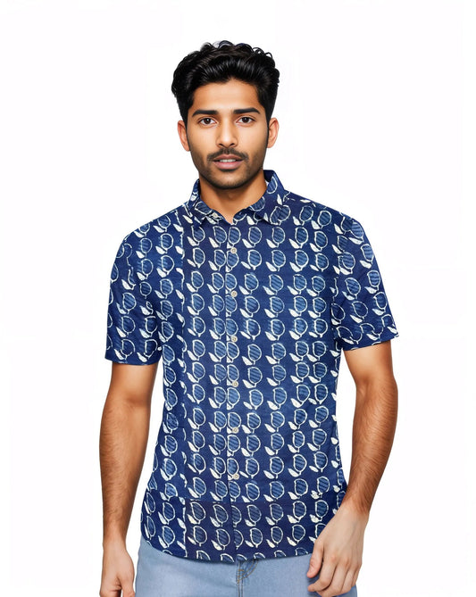 My Mahak Indigo Mango-like Printed Shirt