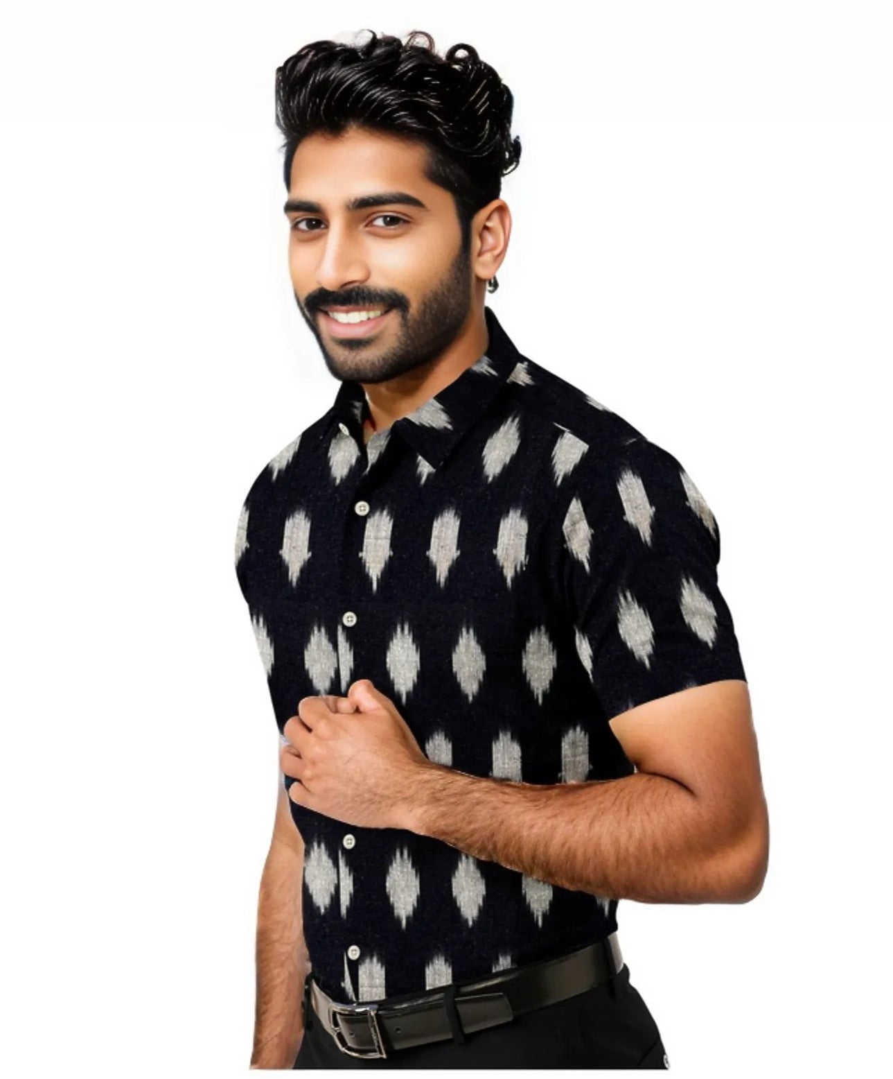 ikat shirt for men black