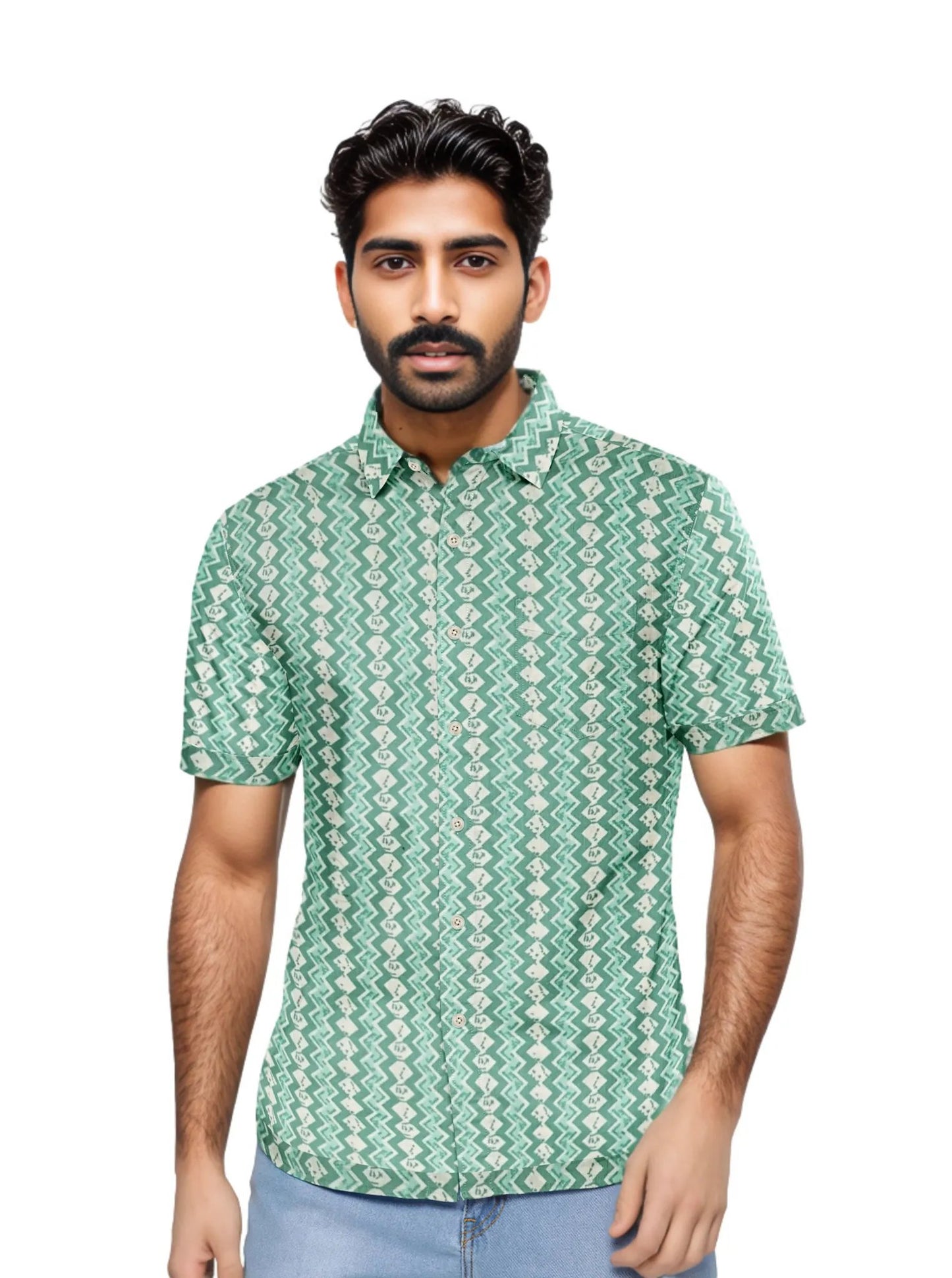 MyMahak Printed Blue Shirt