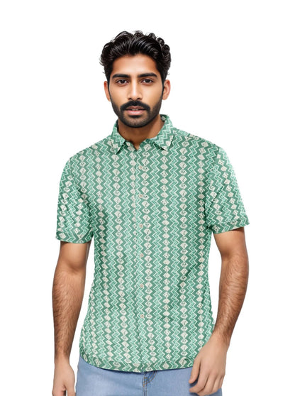 MyMahak Printed Blue Shirt