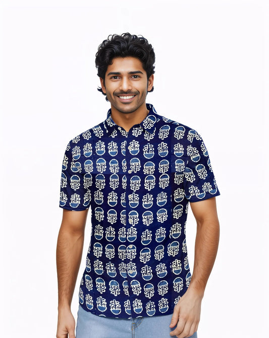 My Mahak Indigo Printed Shirt