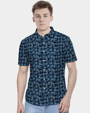 Indigo Shirt for Men Floral Pattern