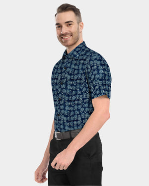 Indigo Shirt for Men Floral Pattern